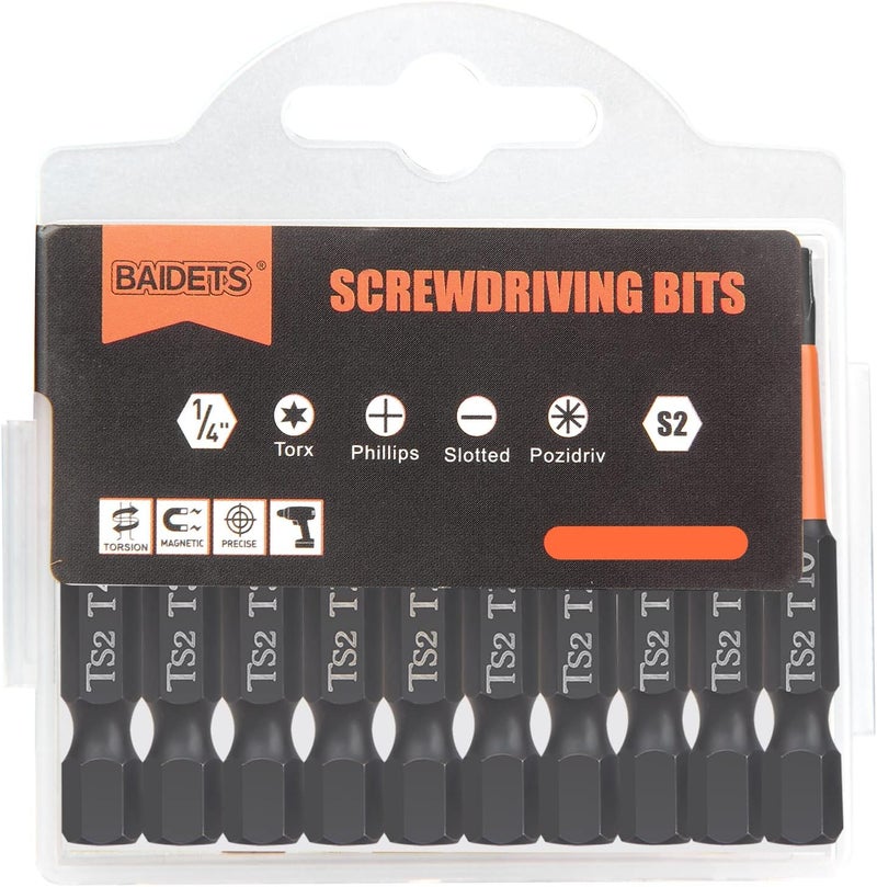 BAIDETS Pro Screwdriver Bit Set - Screwdriver Torx 10 pieces, 50mm length, 1/4” Hex-Shank, with Storage Box - Image 5